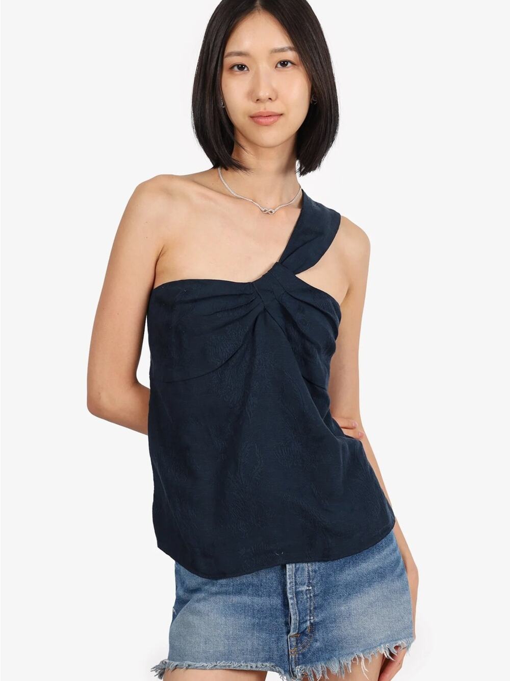 VERONICA BEARD Linen Blend Belinda Top in Ink Size 8 Floral Embroidery - Picture 1 of 13